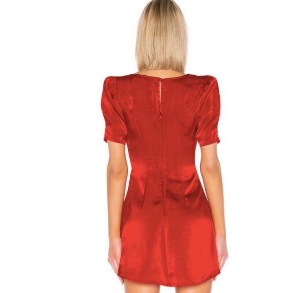 LPA Red Satin Rosalie Mini Dress - Picture 2 of 3